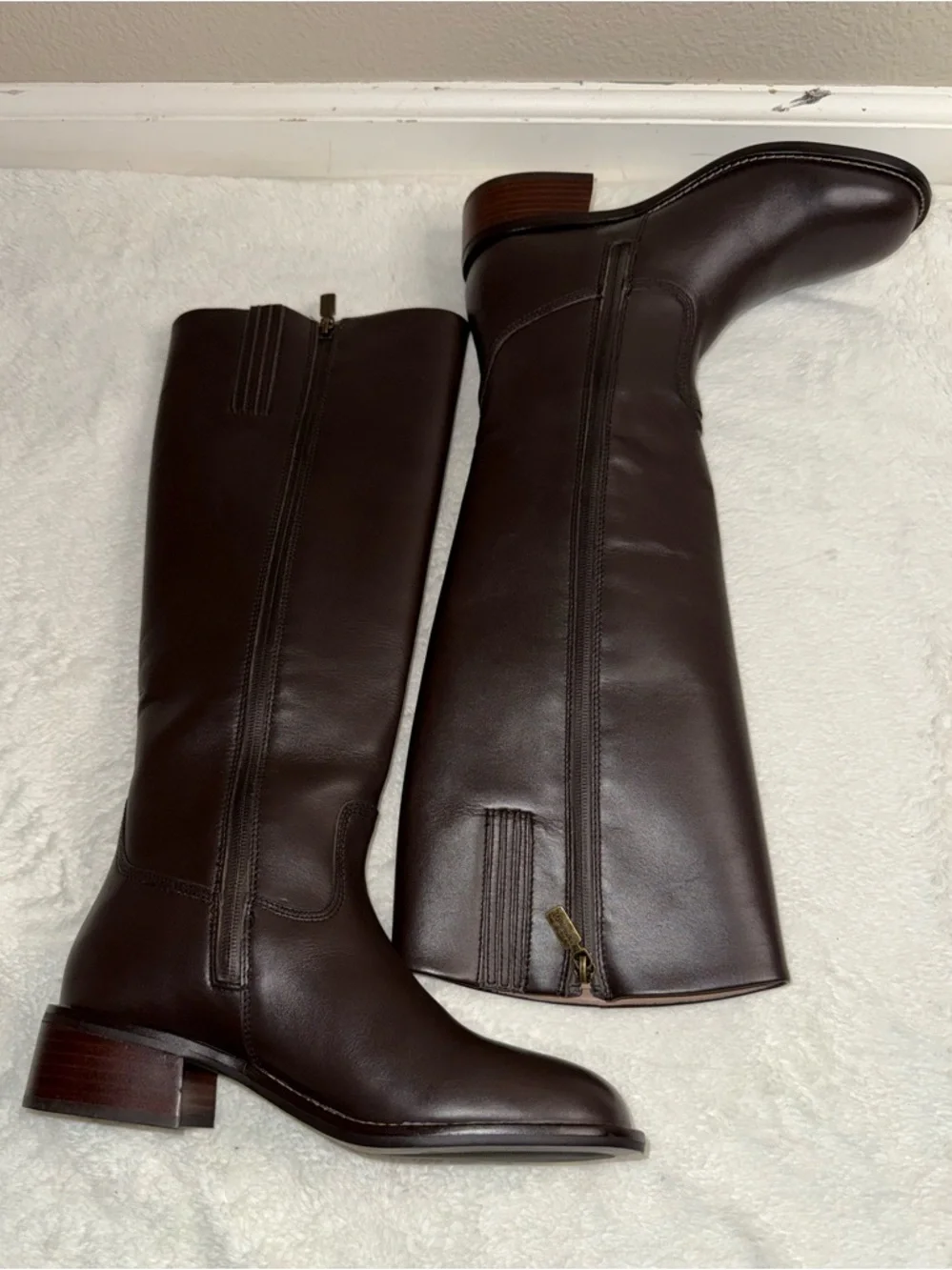 Blonde Freya Waterproof Java Brown Leather Knee-High Riding Boots - Sz 9M, NWOB